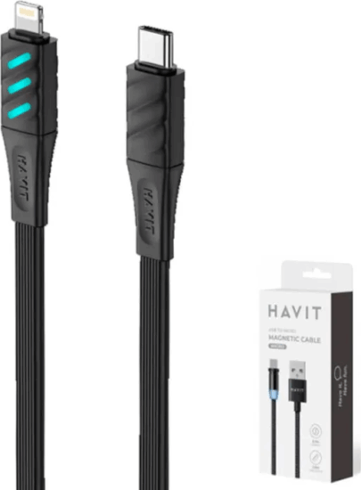 Havit CB6255 USB-C apa - USB-A apa Adat és töltőkábel 1m - Fekete