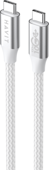 Havit CB6290 USB-C apa - USB-C apa Adat és töltőkábel 1m - Fehér