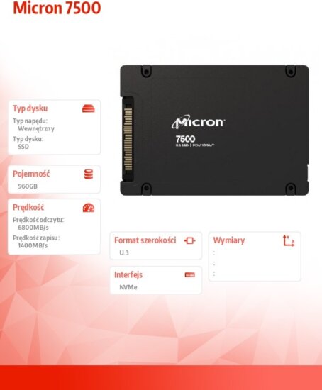Micron 960GB 7500 Pro NVMe U.3 PCIe 4.0 SSD