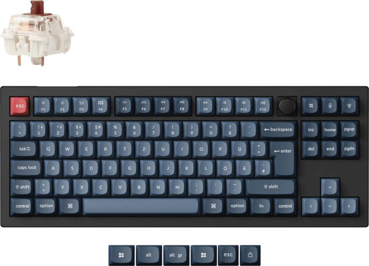 Keychron V3 Max V3M-D3 Gateron Jupiter Brown Switch Wireless USB-C Billentyűzet DE - Fekete/Kék