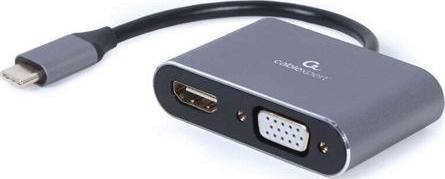 Gembird USB-C - HDMI + VGA Átalakító Adapter - Fekete