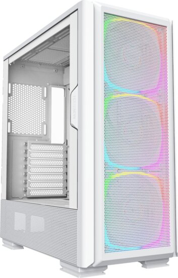 Montech SKY TWO GX Midi Torony Számítógépház + 3db 140mm ARGB ventilátor - Fehér