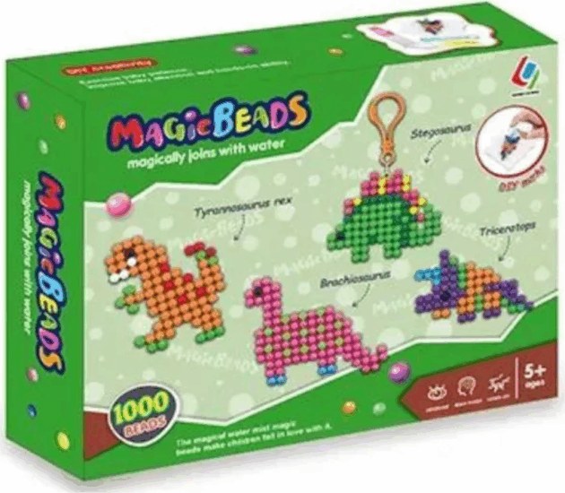 Magic Beads Kulcstartó készítő szett 1000 db gyönggyel és dinoszaurusz mintákkal
