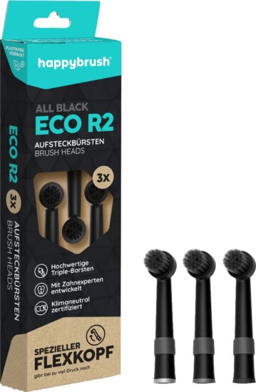 Happybrush ECO R2 Elektromos fogkefe Pótfej - Fekete (3db) Happybrush ECO R2 Elektromos fogkefe Pótfej - Fekete (3db)