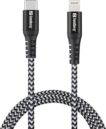 Sandberg USB-C apa - Lightning apa Adat- és töltőkábel 1m - Fekete / Fehér