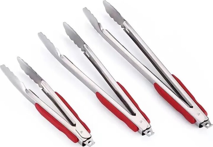 TOO KT-544 Rozsdamentes acél BBQ Grill fogó 29cm - Piros / Inox