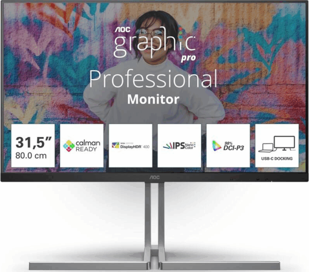 AOC 32" U32U3CV 16:9 4K IPS LED Monitor - Fekete