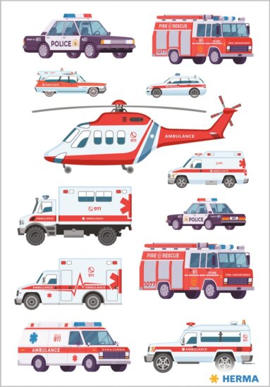 Herma Sürgősségi járművek 12 darabos matricacsomag Herma Sürgősségi járművek 12 darabos matricacsomag