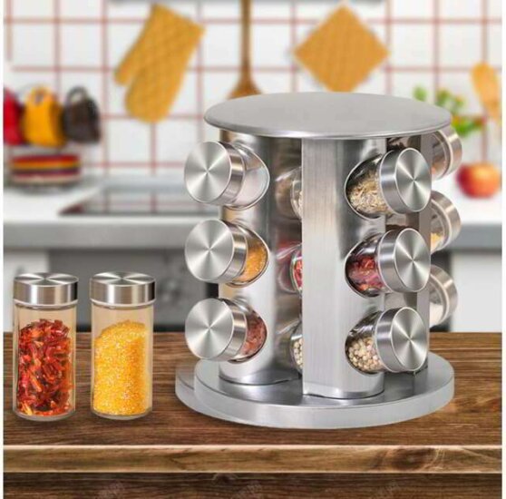 Iris KT-012 Forgatható Üveg Fűszertartó készlet (12 részes)