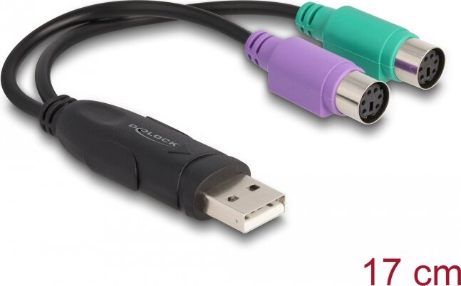 Delock 61051 USB-A apa - 2xPS/2 Átalakító Adapter Kábel - Fekete Delock 61051 USB-A apa - 2xPS/2 Átalakító Adapter Kábel - Fekete