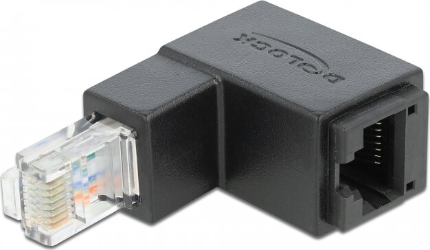 Delock 86423 UTP Cat.6 RJ45 Toldó Adapter 90 fokos - Fekete Delock 86423 UTP Cat.6 RJ45 Toldó Adapter 90 fokos - Fekete