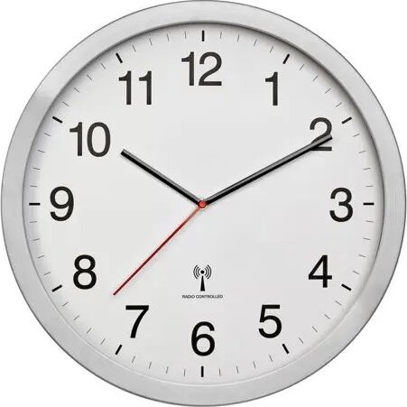 TFA 60.3545.02 Rádiójel Vezérelt Analóg Falióra Ø 30cm - Ezüst / Fehér