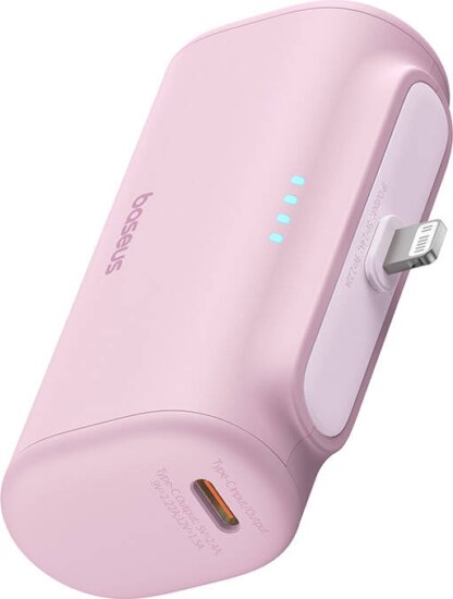 Baseus P10068307413-00 Powerbank USB-C + Type-C / 5000mAh 20W - Pink Baseus P10068307413-00 Powerbank USB-C + Type-C / 5000mAh 20W - Pink