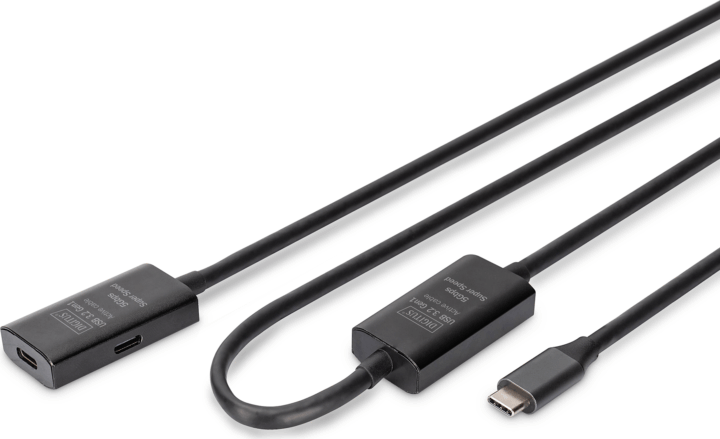 Digitus DA-73109 USB-C apa - USB-C anya 3.2 Aktív hosszabbító kábel 10m - Fekete