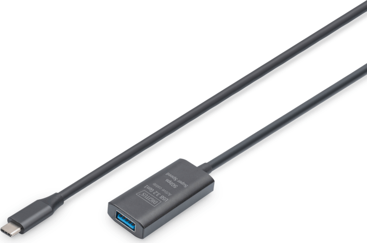 Digitus DA-73110 USB-C apa - USB-A anya 3.2 Aktív hosszabbító kábel 5m - Fekete