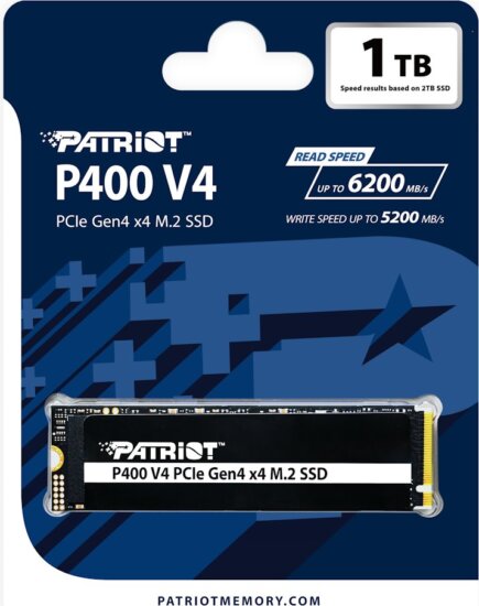 Patriot 1TB P400 V4 M.2 PCIe Gen4x4 NVMe 2.0 SSD