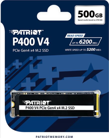 Patriot 500GB P400 V4 M.2 PCIe Gen4x4 NVMe 2.0 SSD