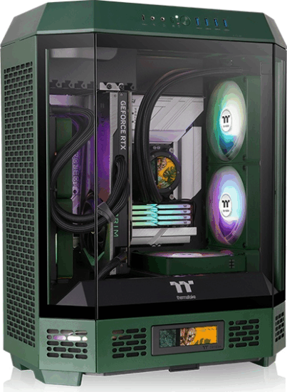 Thermaltake The Tower 600 Midi Torony Számítógépház + 2db 140mm ventilátor - Sötétzöld