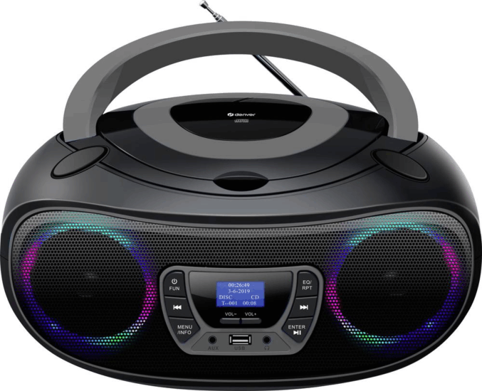 Denver TDB-212GR Bluetooth/CD-s Boombox - Fekete