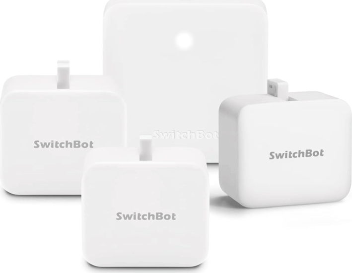 SwitchBot W3400010 Wifi Okos hőmérő és páratartalom érzékelő 3db + Mini HUB - Fehér