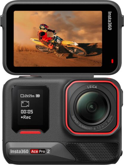 Insta360 Ace Pro 2 Dual Vízálló Akciókamera 8K 30fps - Fekete (2db Akkumulátorral)