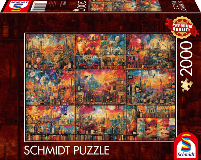 Schmidt Spiele Kellemes időtöltés - Utazás könyvekkel és borral 2000 darabos puzzle