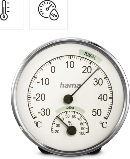Hama 00222235 Chios Páratartalom és Hőmérő - Fehér / Ezüst