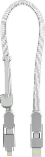 Rolling Square XLS02R inCharge XL USB-A/USB-C apa - USB-C/Lightning apa Adat és töltő kábel 0.3m - Fehér