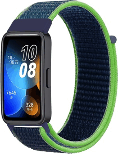 Mybandz Huawei Band 8/9 Tépőzáras Szövet Okosóra szíj - Zöld/Kék