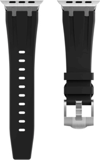 Mybandz Element Apple Watch Szilikon Okosóra szíj 44/45/46/49 mm - Fekete/Ezüst
