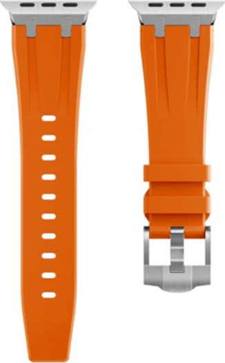 Mybandz Element Apple Watch Szilikon Okosóra szíj 44/45/46/49 mm - Narancssárga/Ezüst