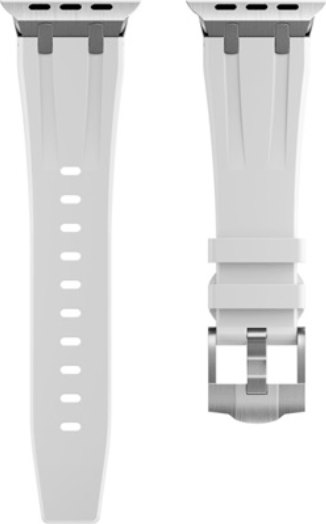 Mybandz Element Apple Watch Szilikon Okosóra szíj 44/45/46/49 mm - Fehér/Ezüst