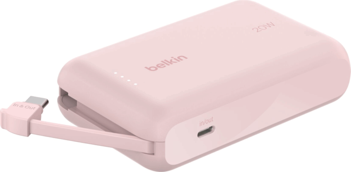 Belkin BOOST BPB021HQPK Powerbank integrált kábellel Type-C 10000mAh 20w - Rózsaszín