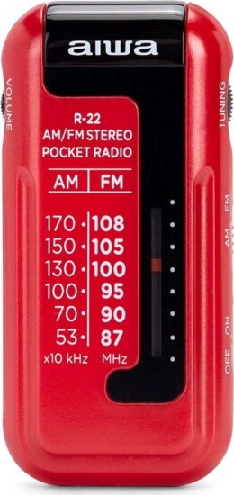 Aiwa R-22RD Hordozható AM/FM Zsebrádió fülhallgatóval - Piros