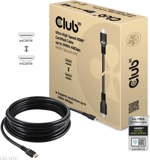 Club 3D HDMI 2.1 apa - HDMI 2.1 apa Kábel 7.5m - Fekete