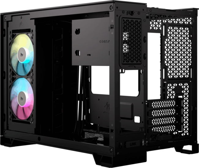 Corsair iCUE Link 2500X RGB Mini Torony Számítógépház + 2db 120mm RGB ventilátor - Fekete