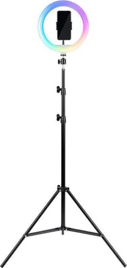 Havit ST7026 Körlámpa telefontartóval és RGB világítással Vlogger készlet - Fekete / Fehér