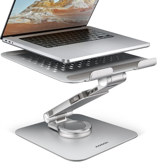 Axagon STND-LR ALU Forgatható Aluminium 10" - 16" Laptop Asztali állvány - Ezüst
