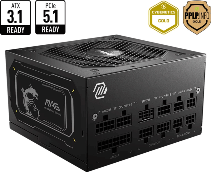 MSI 850W MAG A850GL 80+ Gold Moduláris Tápegység MSI 850W MAG A850GL 80+ Gold Moduláris Tápegység
