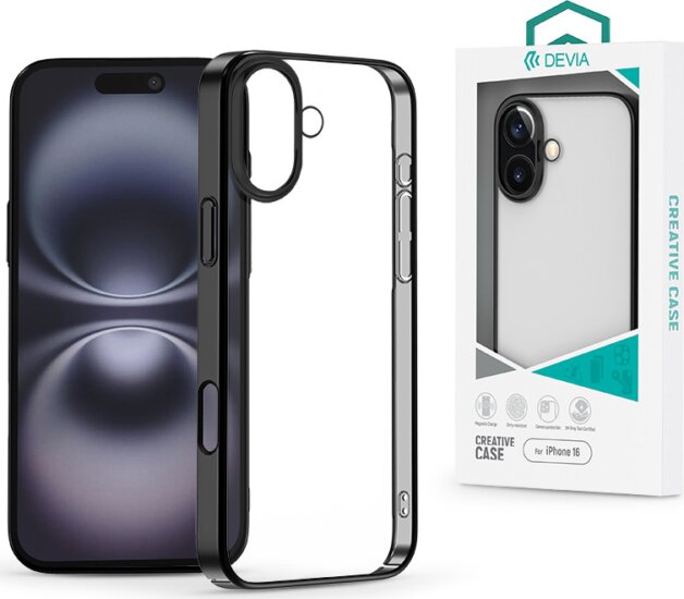 Devia Glimmer Apple iPhone 16 Hátlapvédő Telefontok - Átlátszó / Fekete