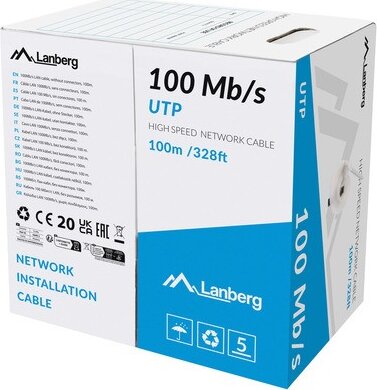 Lanberg U/UTP Cat5 RJ45 Patch kábel 100m - Szürke Lanberg U/UTP Cat5 RJ45 Patch kábel 100m - Szürke