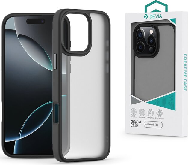 Devia Pino Apple iPhone 16 Pro Hátlapvédő Telefontok - Átlátszó / Fekete Devia Pino Apple iPhone 16 Pro Hátlapvédő Telefontok - Átlátszó / Fekete