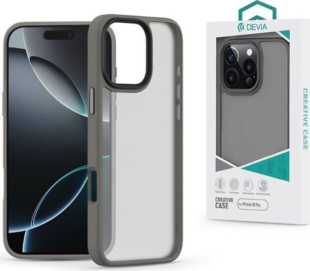 Devia Pino Apple iPhone 16 Pro Hátlapvédő Telefontok - Átlátszó / Szürke