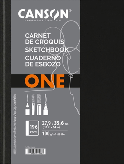 Canson One 196 lapos 27,9x35,6 cm álló tájolású Sima rajzpapírfüzet - Fekete