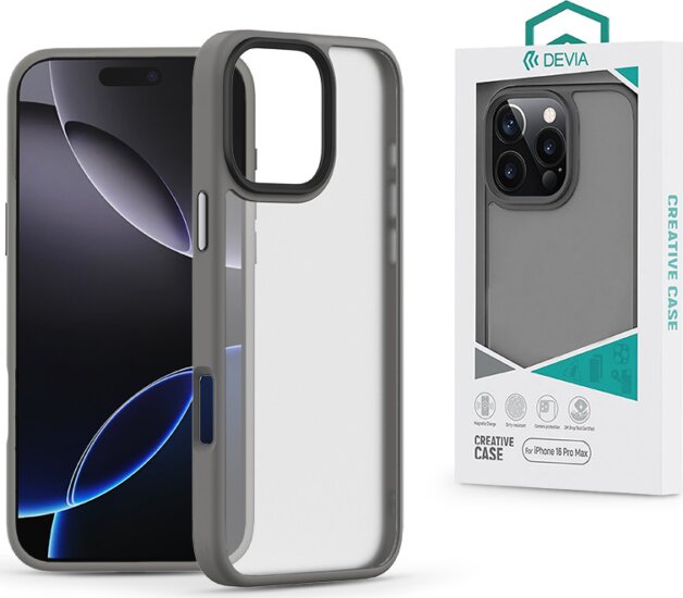 Devia Pino Apple iPhone 16 Pro Max Hátlapvédő Telefontok - Átlátszó / Szürke