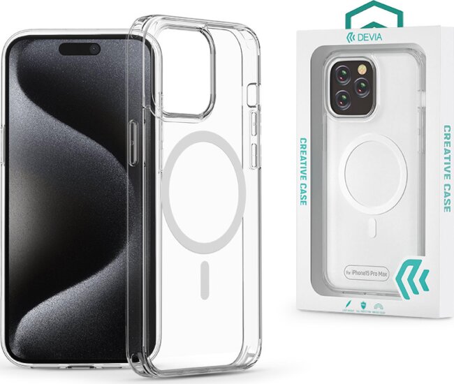 Devia Pure Apple iPhone 15 Pro Max Mágneses Hátlapvédő Telefontok - Átlátszó
