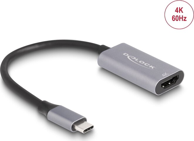DeLock 60020 USB-C apa - HDMI anya 4K 60Hz Átalakító Adapter - Szürke DeLock 60020 USB-C apa - HDMI anya 4K 60Hz Átalakító Adapter - Szürke