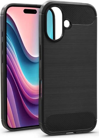 Haffner Carbon Apple iPhone 16 Hátlapvédő Telefontok - Fekete