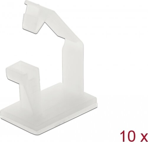 DeLock 60250 öntapadós kábeltartó zárócsattal (10 db) - Áttetsző