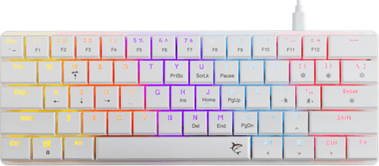 White Shark Nagamaki Vezetékes Mechanikus Gamer Billentyűzet (Red Switch) US - Fehér